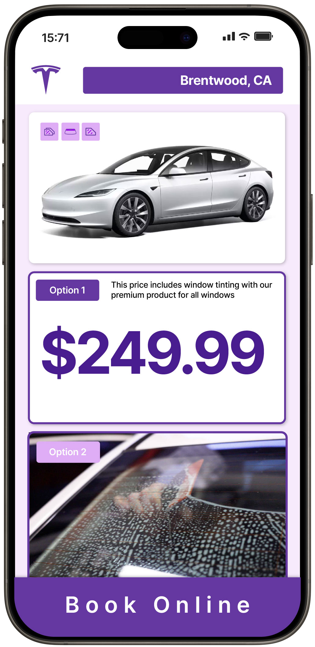 View Affordable Tesla Window Tinting Costs in Brentwood, California