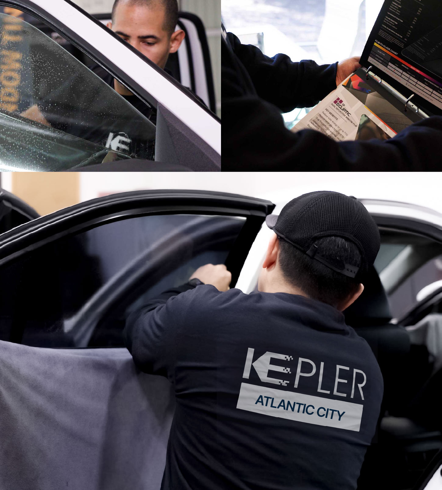 Automotive Window Tinting Expert Applying Film in Atlantic City, New Jersey