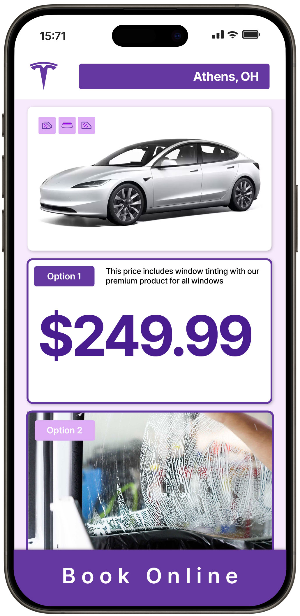 View Competitive Tesla Window Tinting Rates in Athens, Ohio