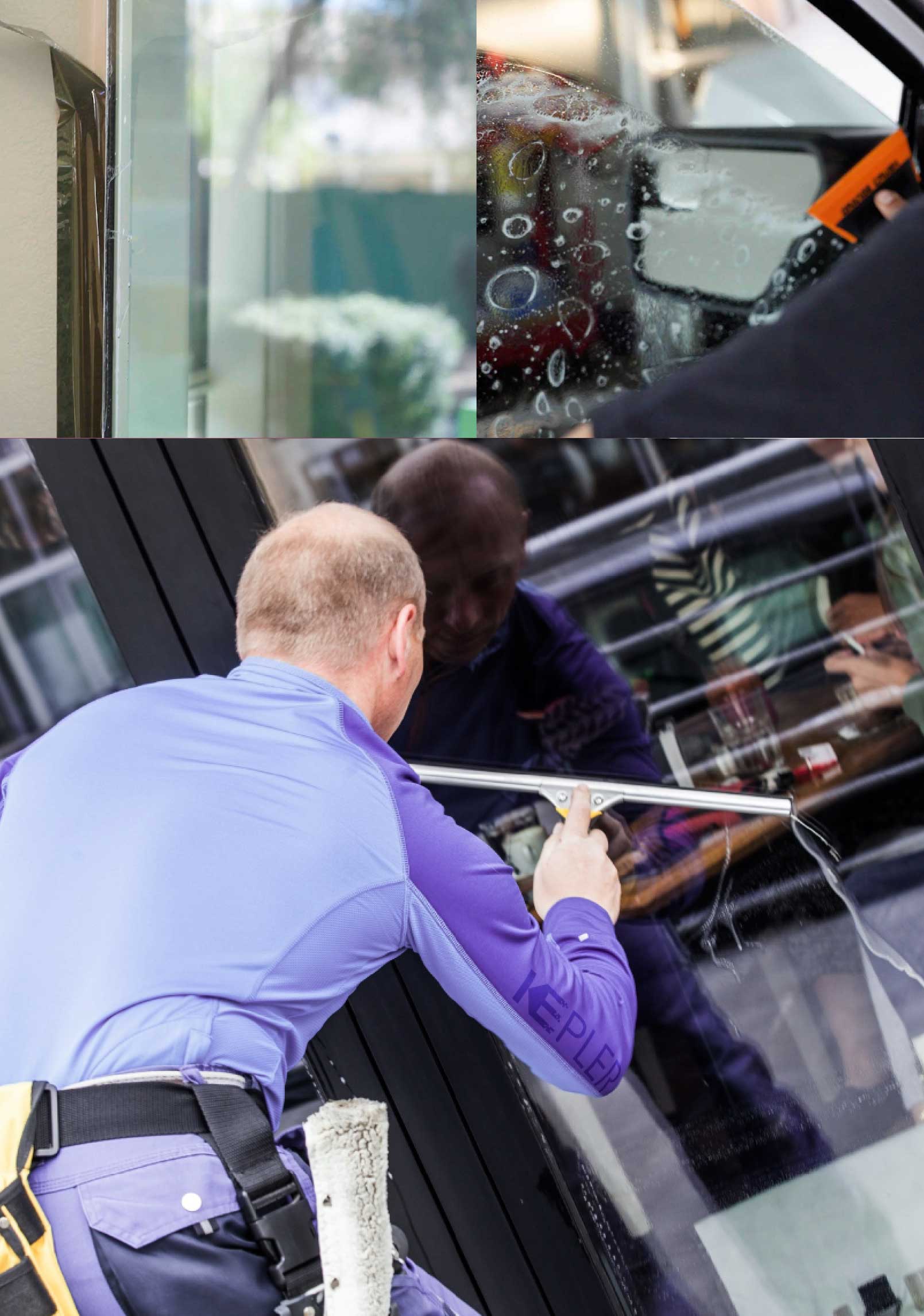 Kepler Skilled Applying Anti-Graffiti Window Film to a Verdugo City Shop Front