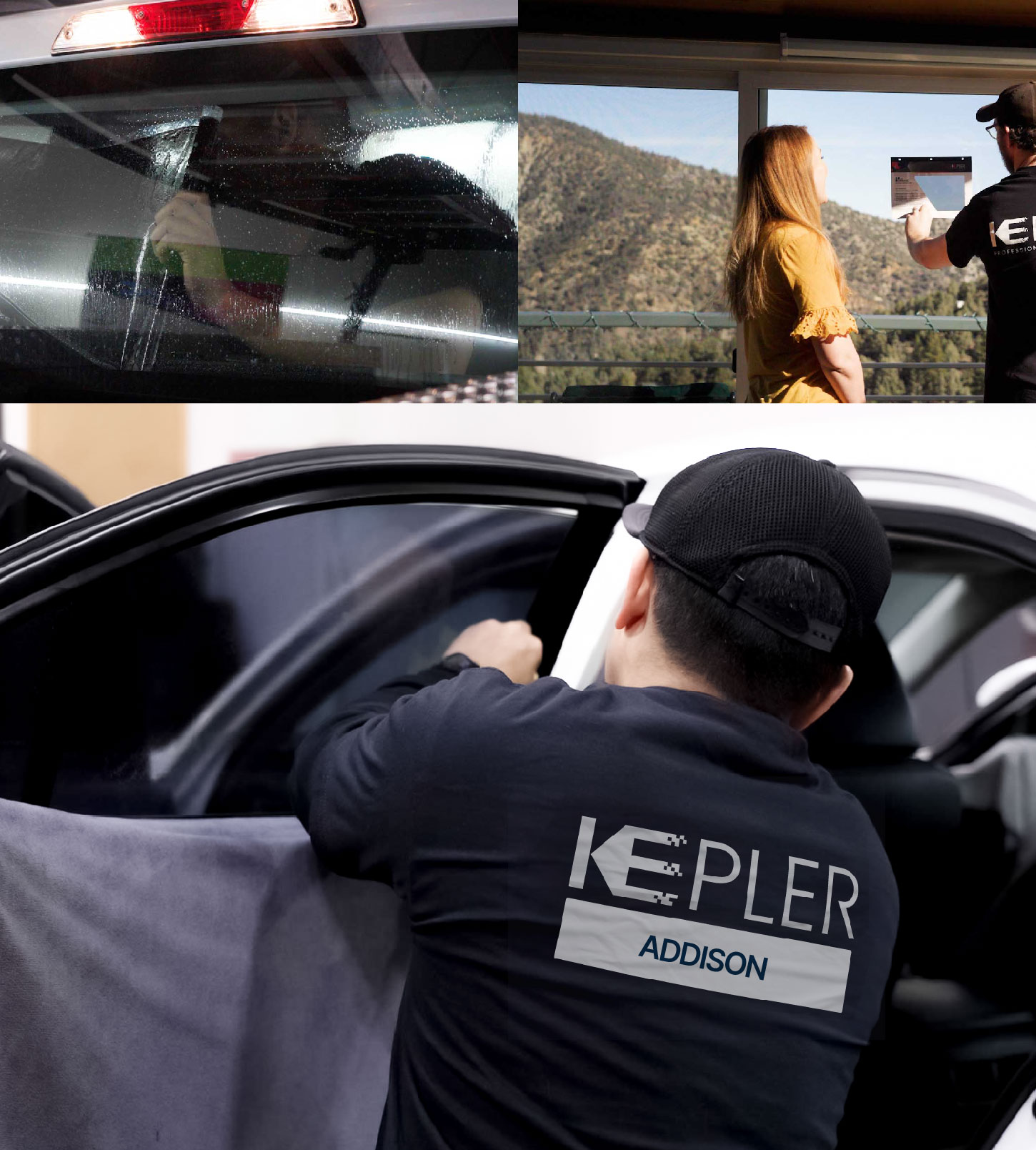Automotive Window Tinting Expert Applying Film in Addison, Illinois