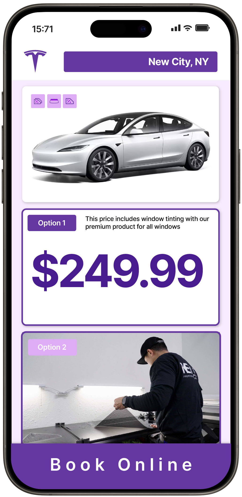 View Reasonable Tesla Window Tinting Prices in New City, New York