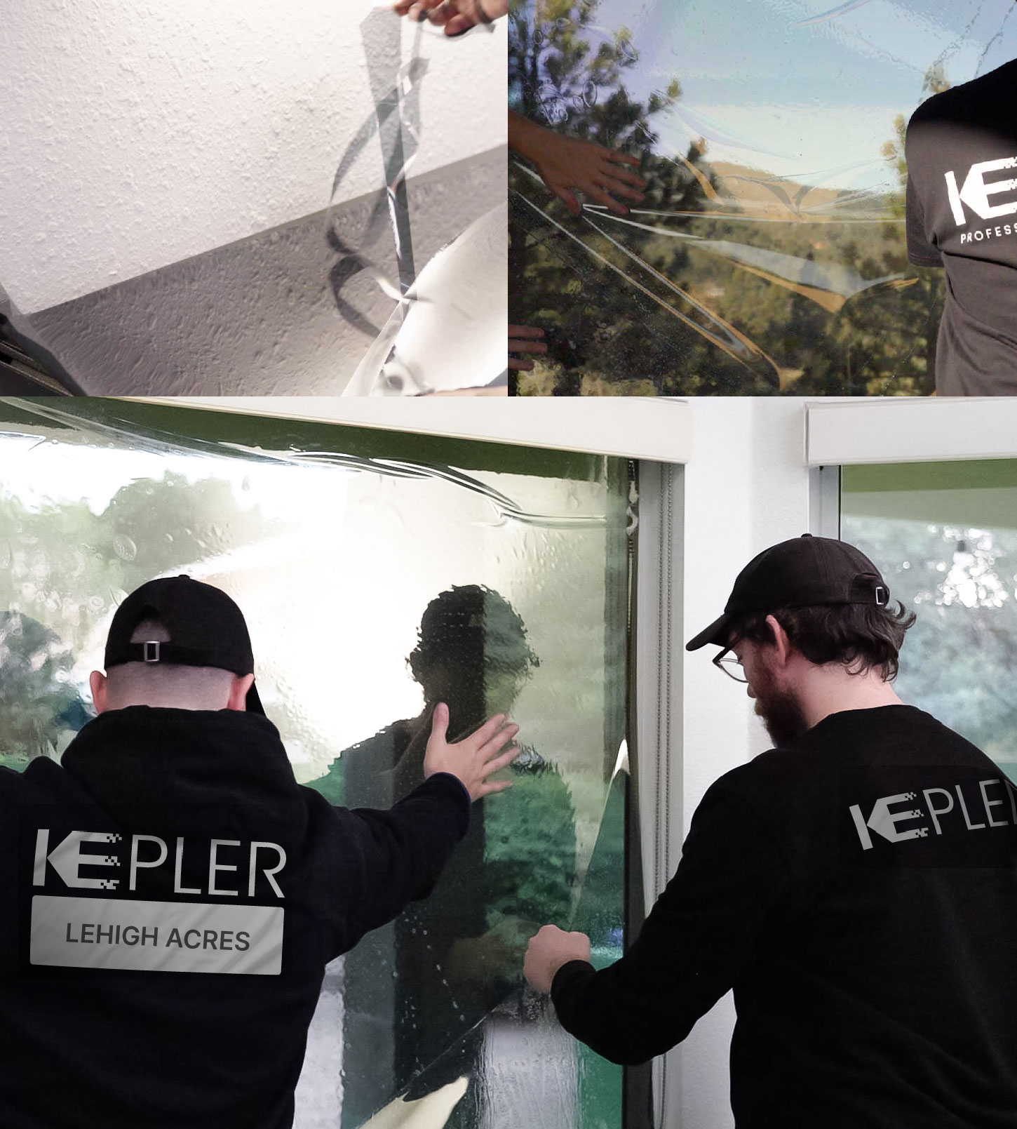 Kepler Technician Applying High-tech Window Tint to Home in Lehigh Acres