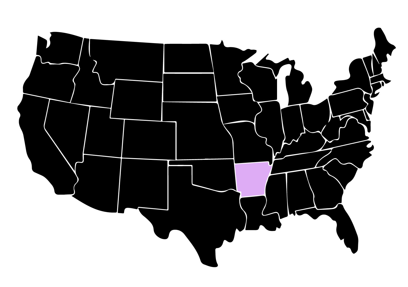 Map Showing Location of Kepler Window Tinters in Russellville, Arkansas with Purple Area on the State