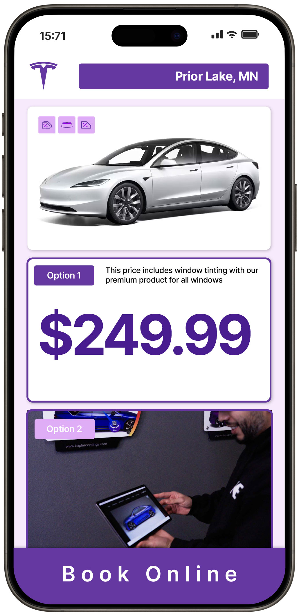 View Affordable Tesla Window Tinting Costs in Prior Lake, Minnesota
