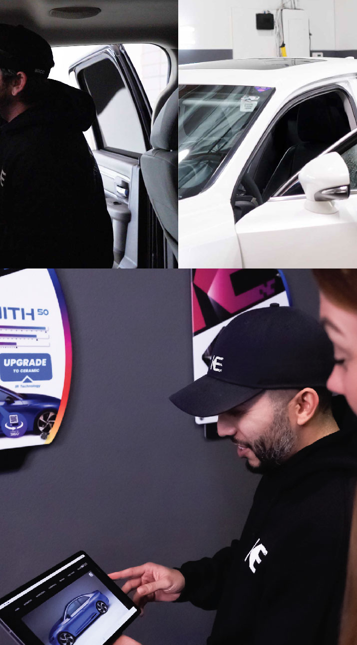 Kepler Dealer Showing Car Window Film Options to Customer in Puyallup, Washington