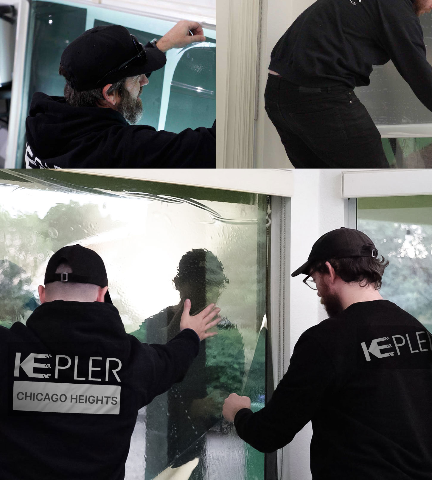 Expert Technician Fitting Ceramic Window Tint to Home in Chicago Heights