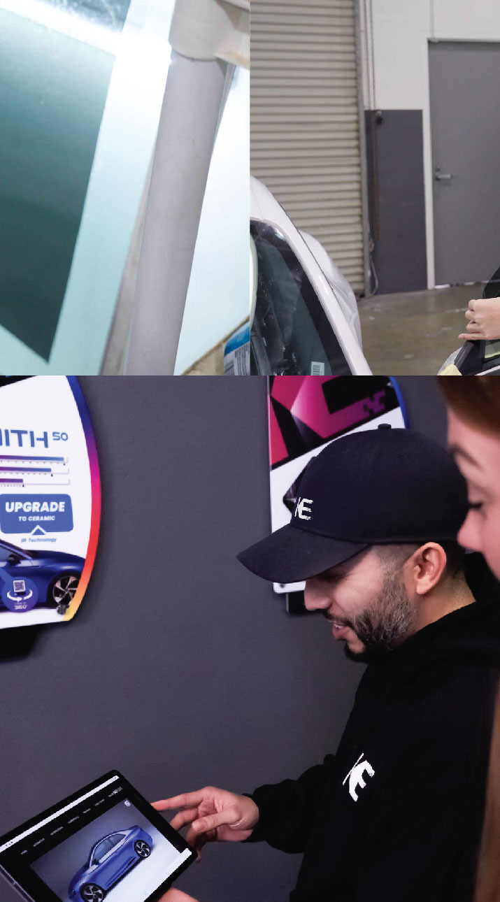 Kepler Dealer Showing Car Window Film Options to Customer in Alvin, Texas