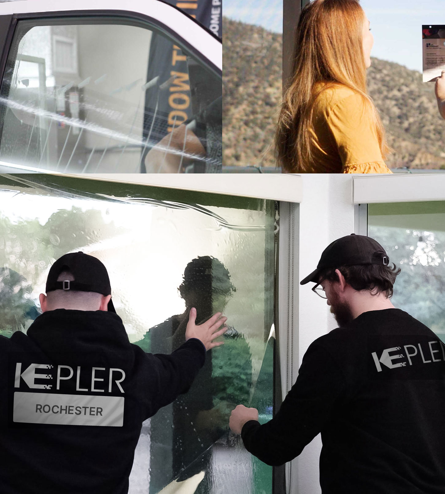 Expert Technician Installing Advanced Window Tint to Home in Rochester