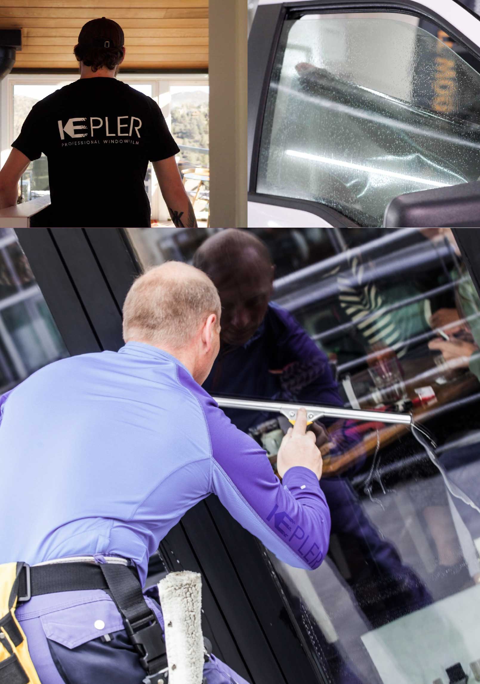 Kepler Skilled Applying Anti-Graffiti Window Film to a Encinitas Shop Front