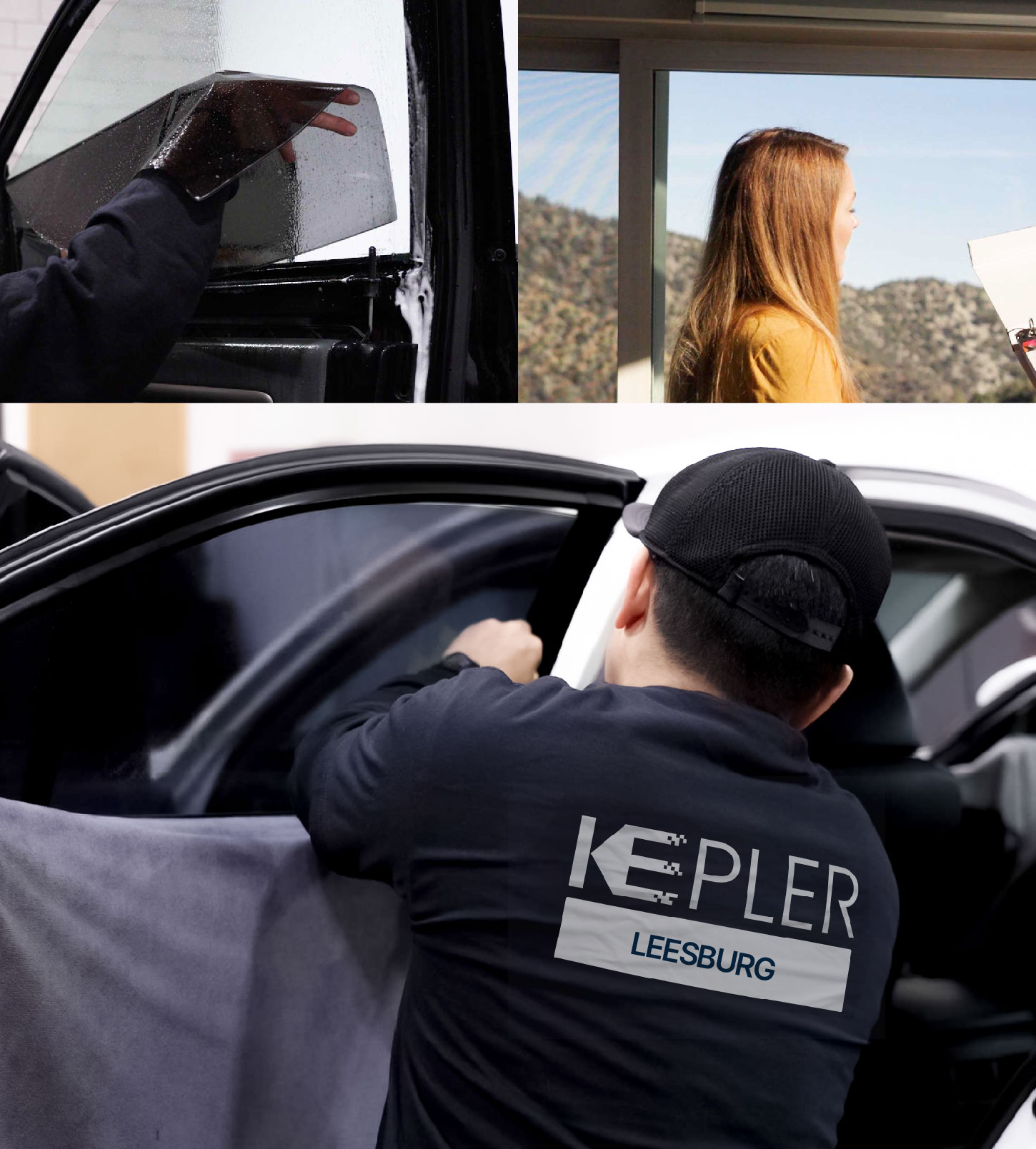 Automotive Window Tinting Expert Applying Film in Leesburg, Florida