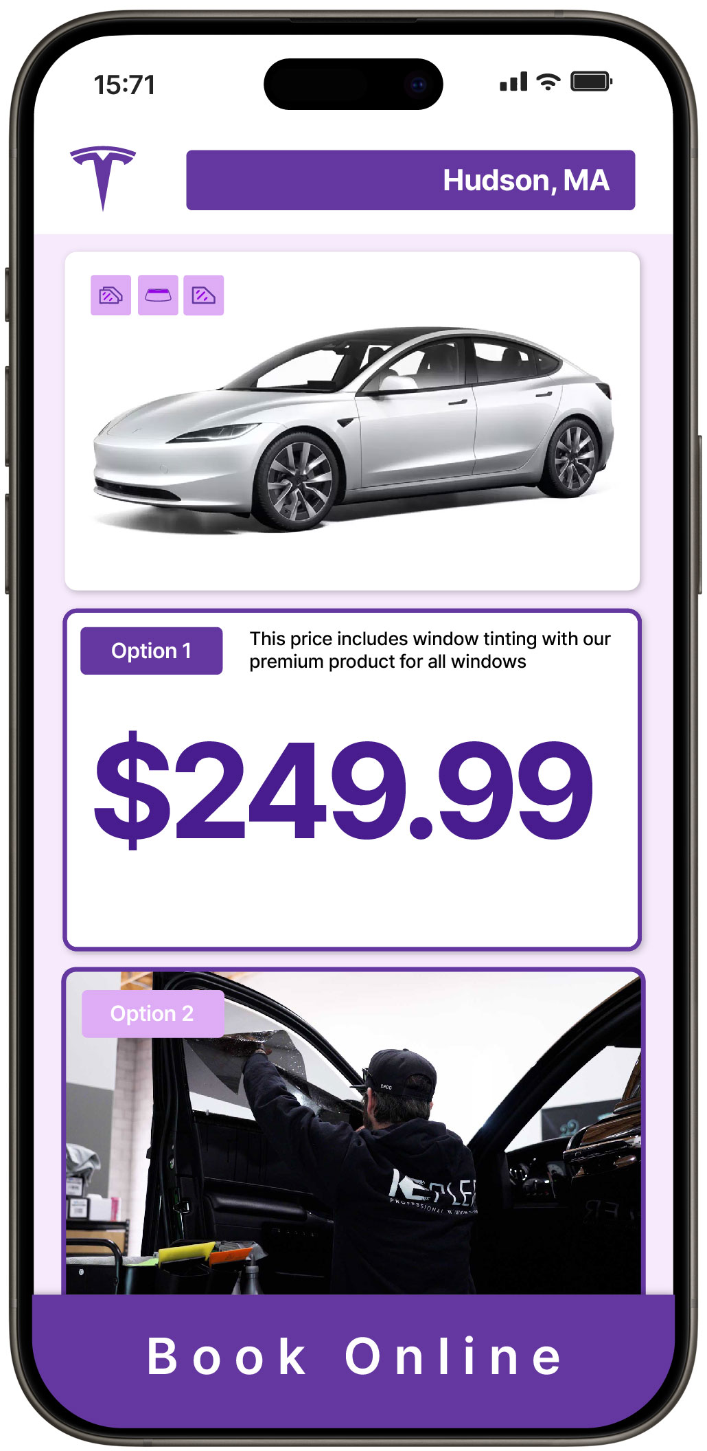 View Reasonable Tesla Window Tinting Rates in Hudson, Massachusetts