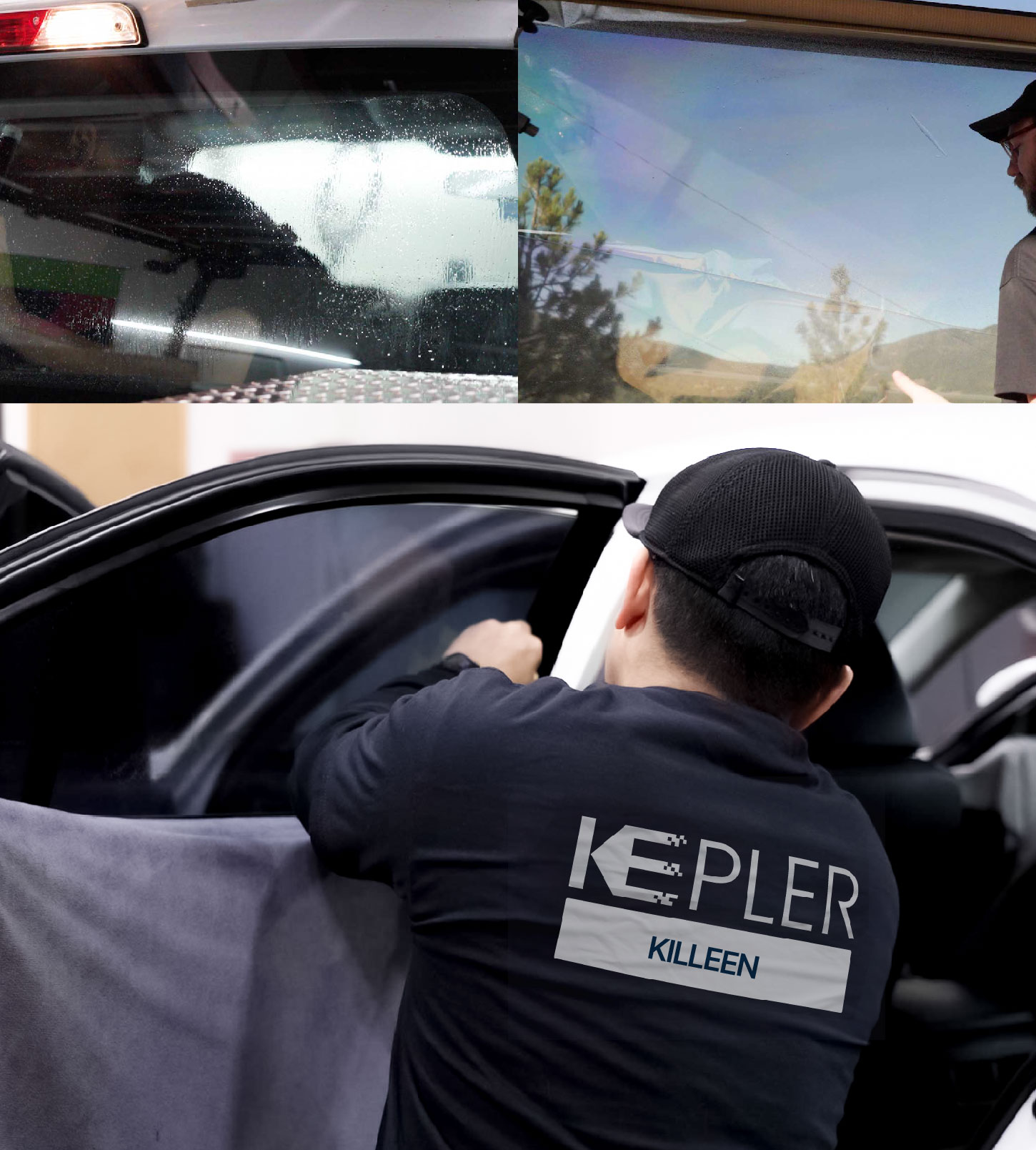 Automotive Window Tinting Expert Applying Film in Killeen, Texas