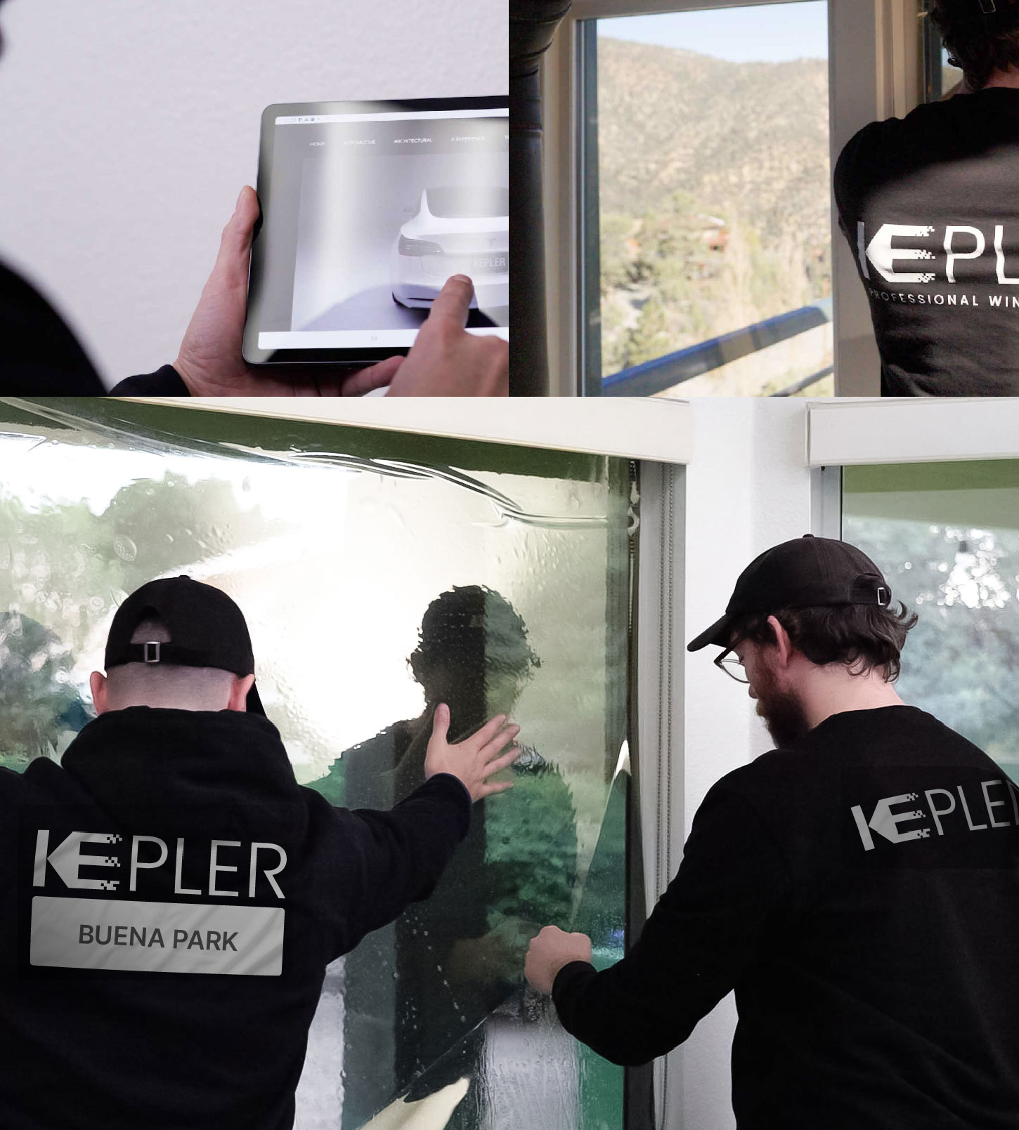 Expert Technician Fitting High-tech Window Tint to Home in Buena Park