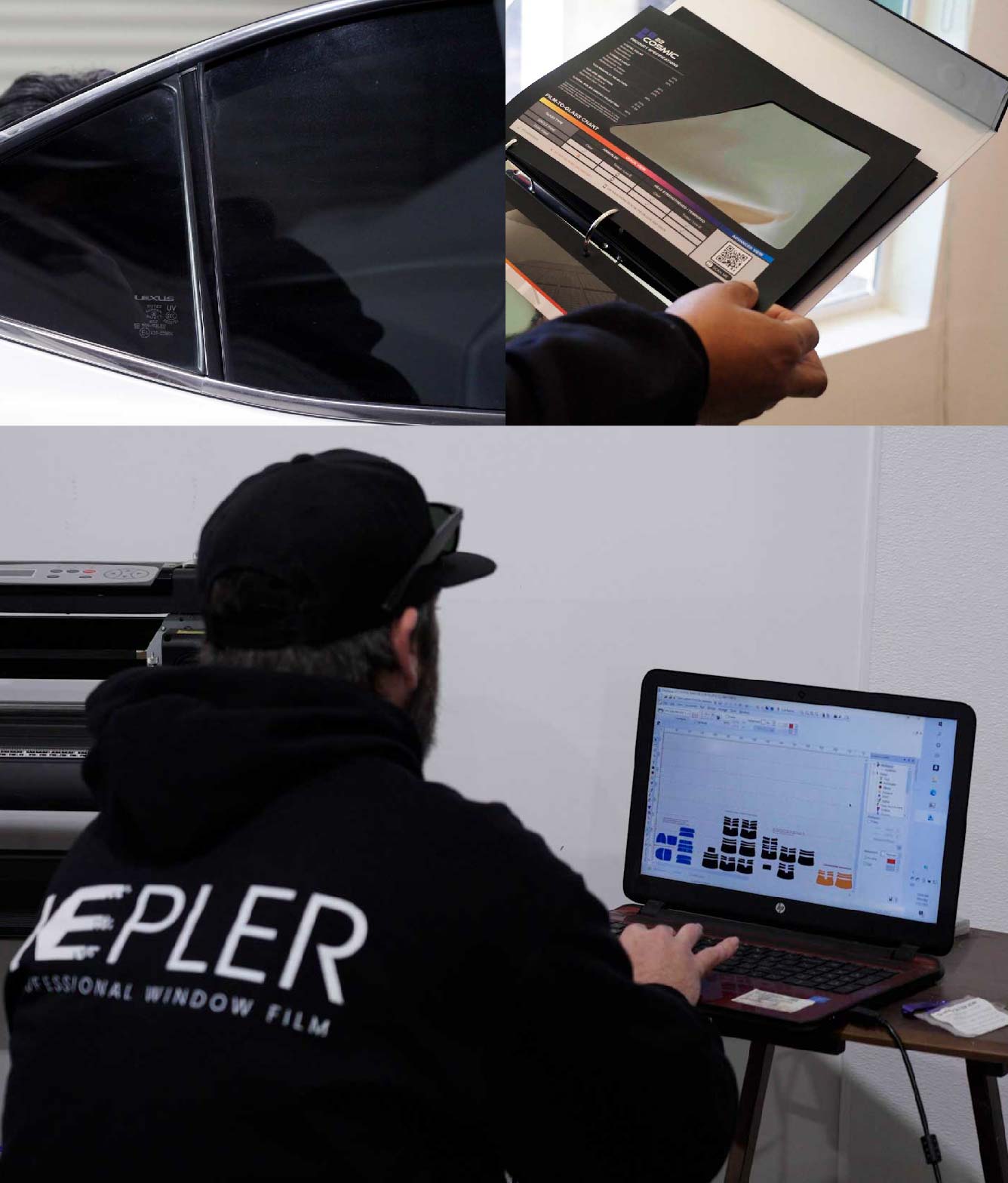 Ceramic Window Tinting Expert Cutting Film in Zionsville, Indiana