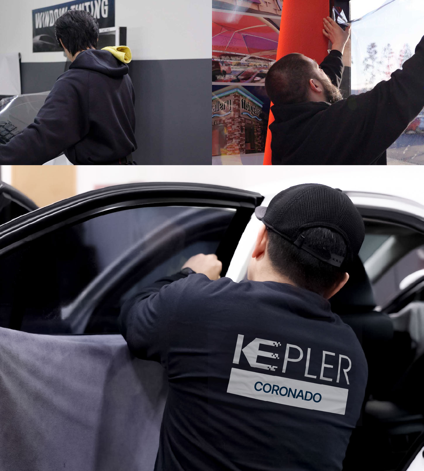 Automotive Window Tinting Expert Applying Film in Coronado, California