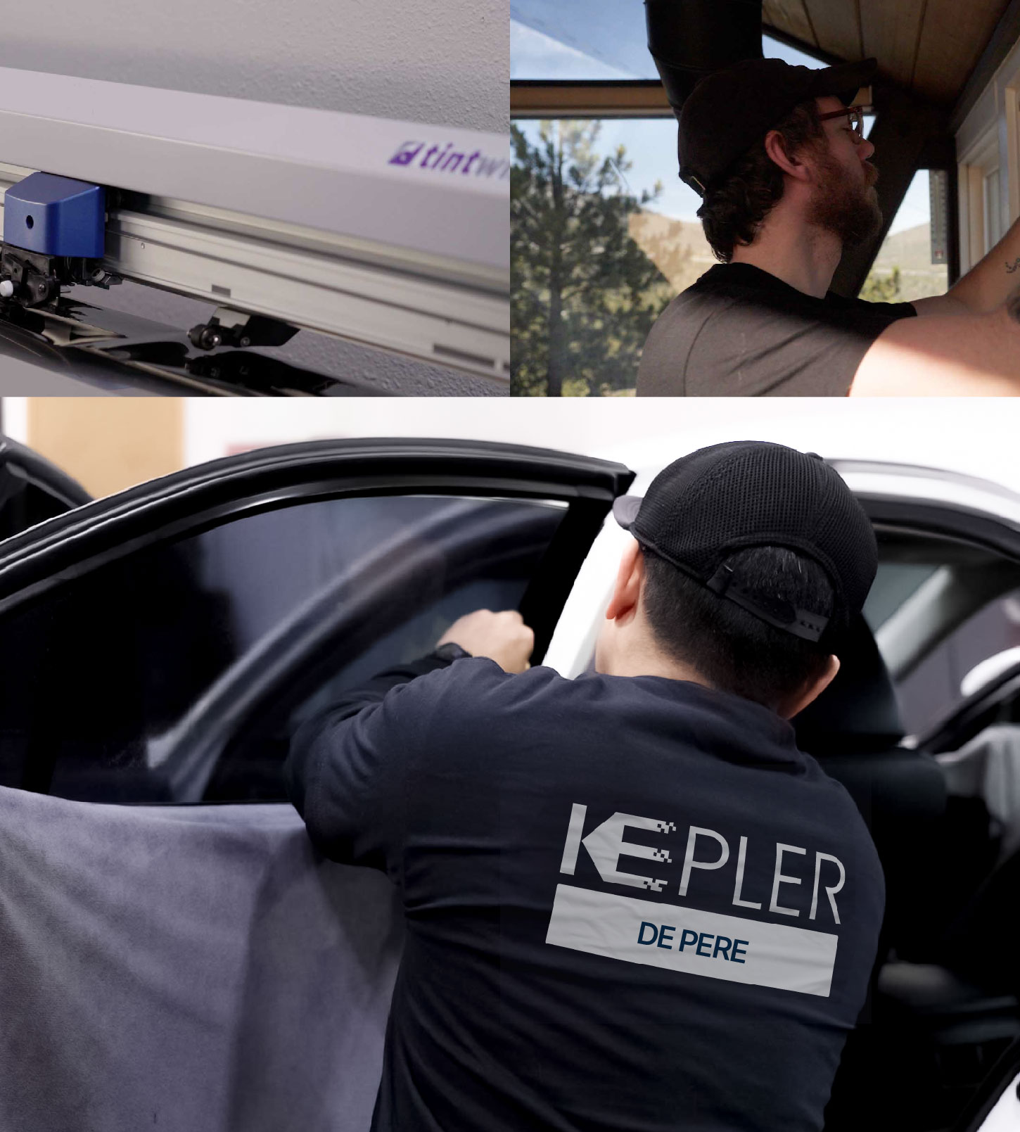 Automotive Window Tinting Expert Applying Film in De Pere, Wisconsin