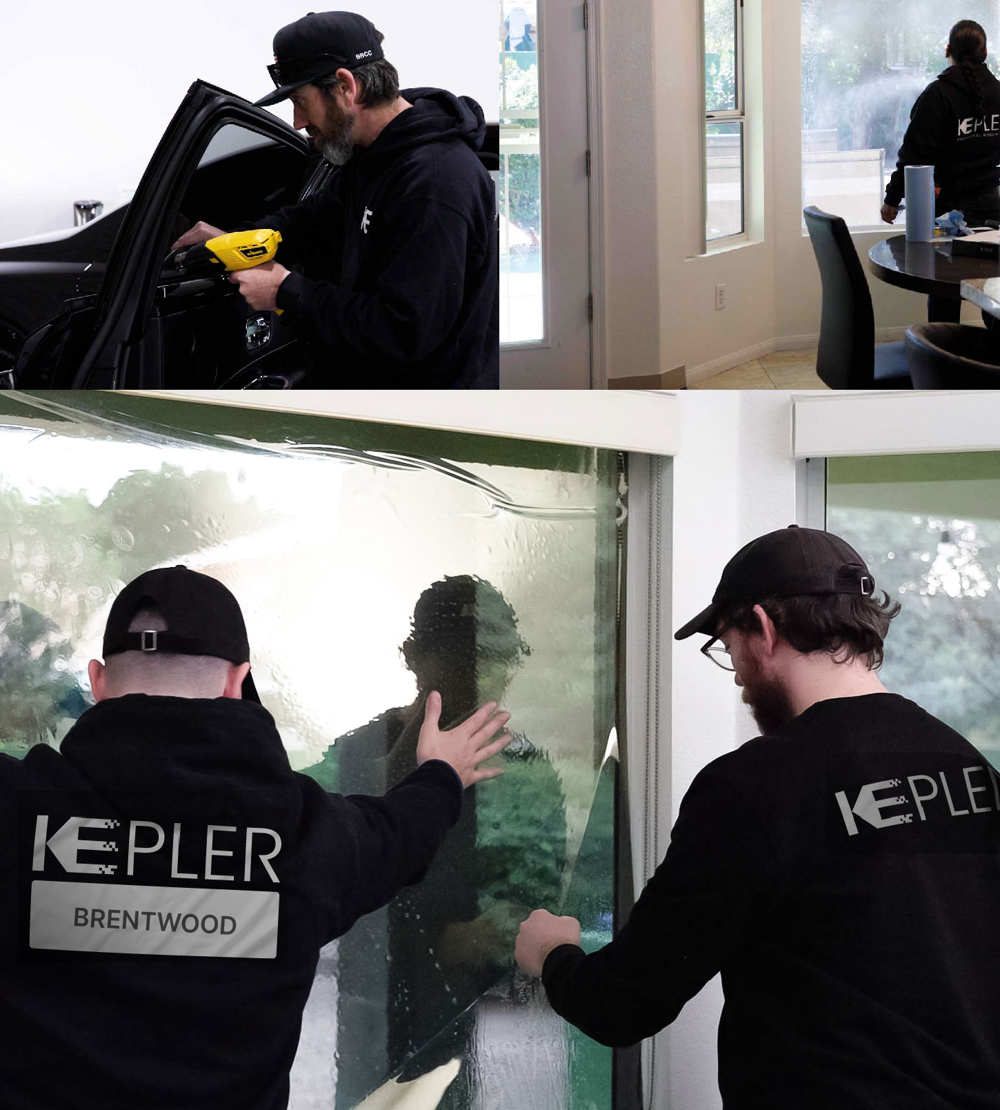 Kepler Technician Installing High-tech Window Tint to Home in Brentwood