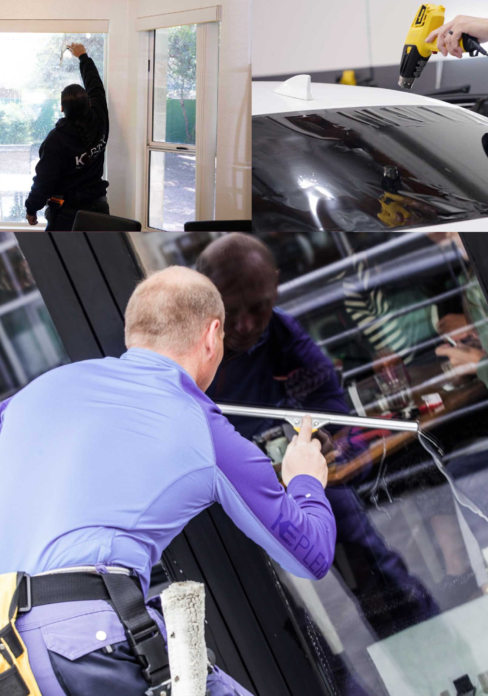 Kepler Skilled Applying Anti-Graffiti Window Film to a Central Islip Shop Front