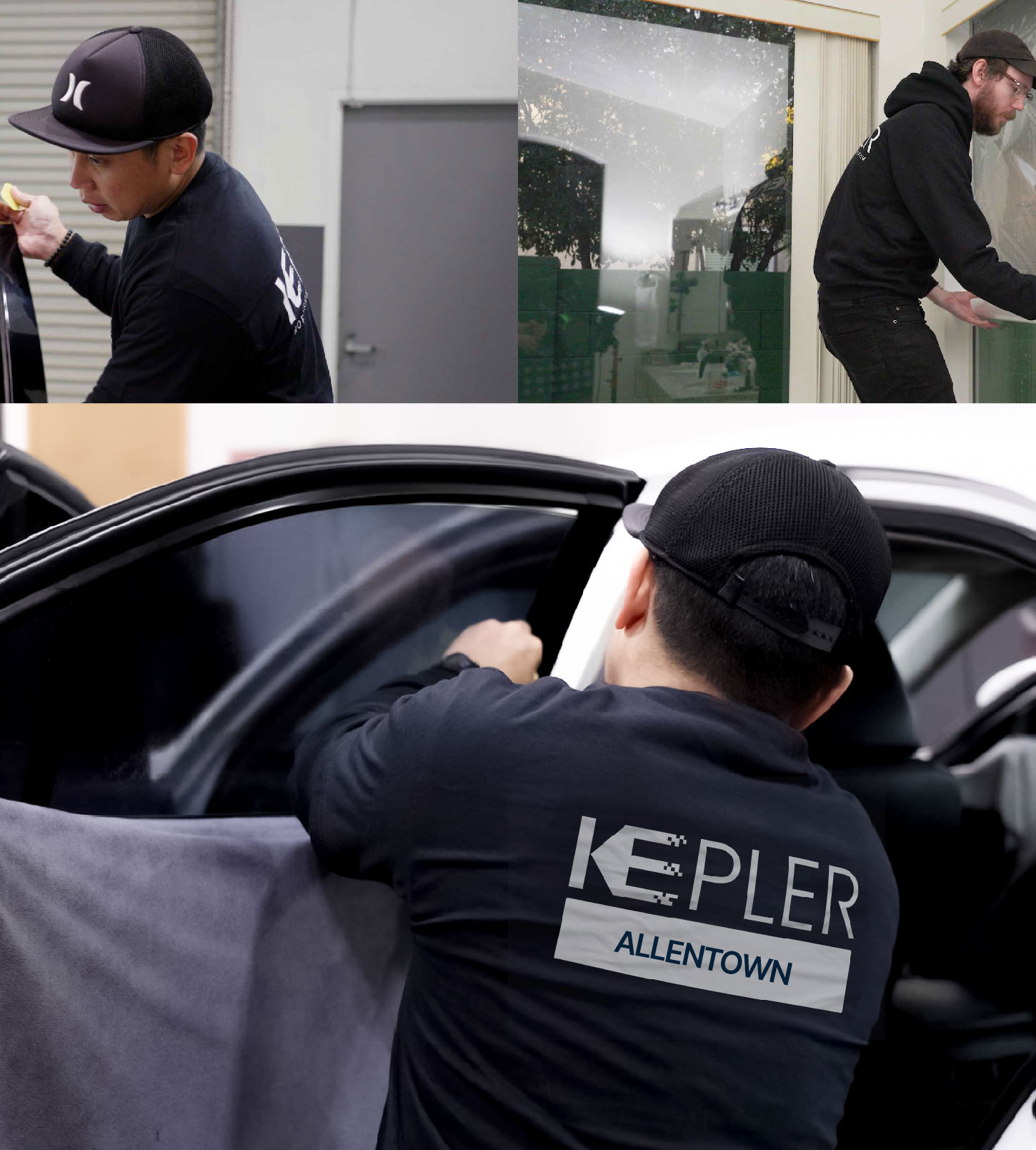 Automotive Window Tinting Expert Applying Film in Allentown, Pennsylvania