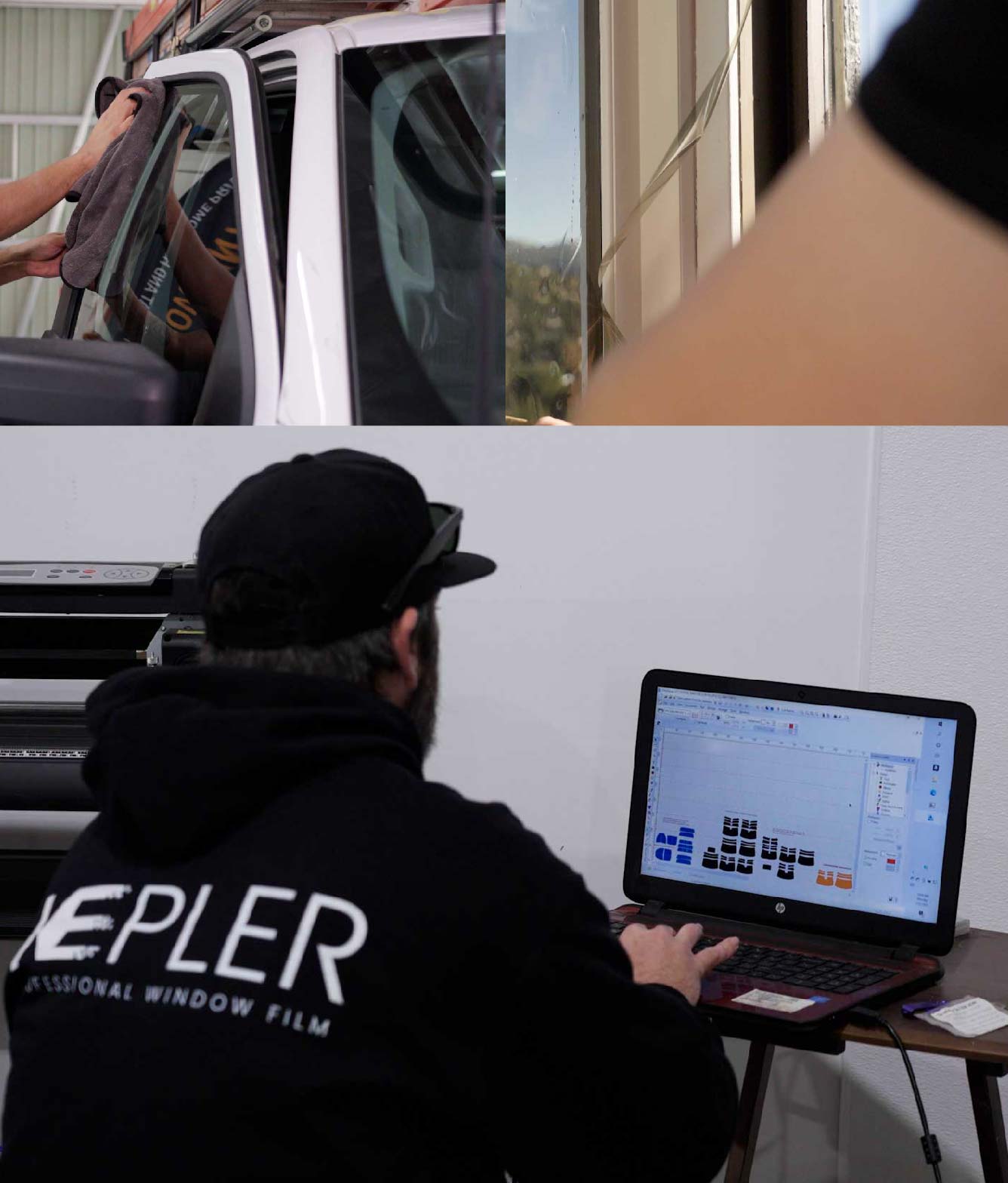 Ceramic Window Tinting Expert Cutting Film in Punta Gorda, Florida