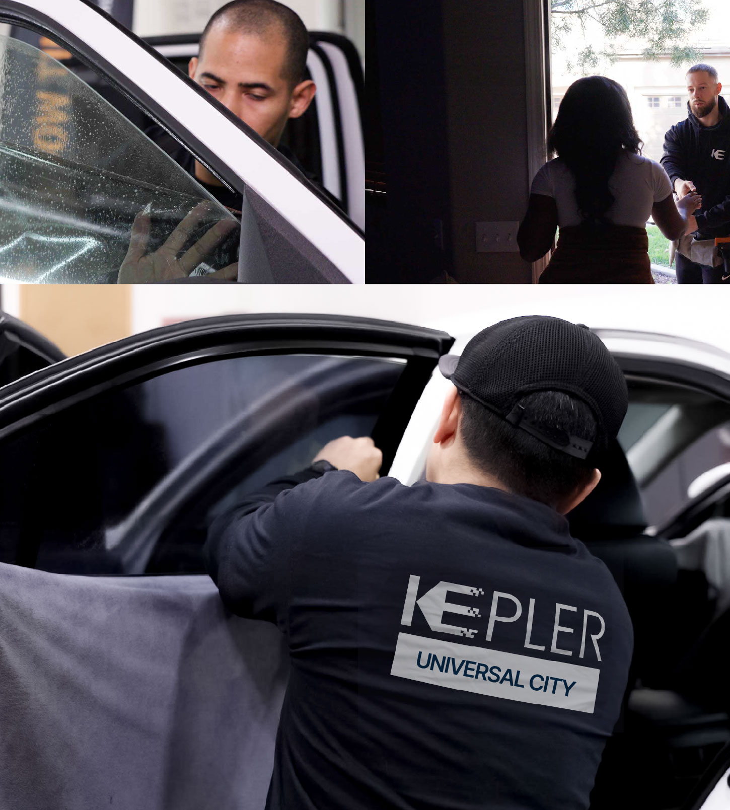 Automotive Window Tinting Expert Applying Film in Universal City, California