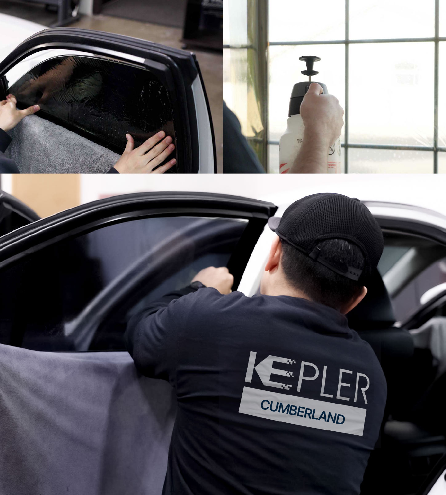 Automotive Window Tinting Expert Applying Film in Cumberland, Maryland