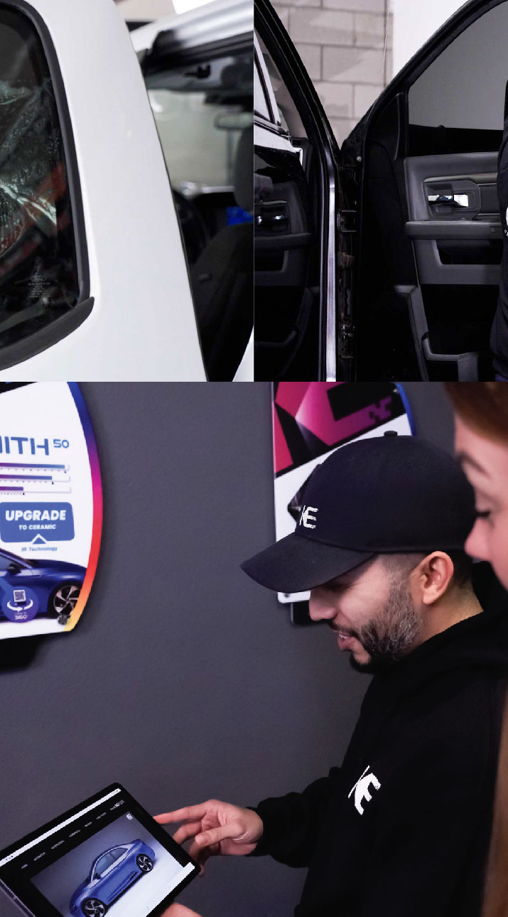 Kepler Dealer Showing Car Window Film Options to Customer in Oxon Hill, Maryland