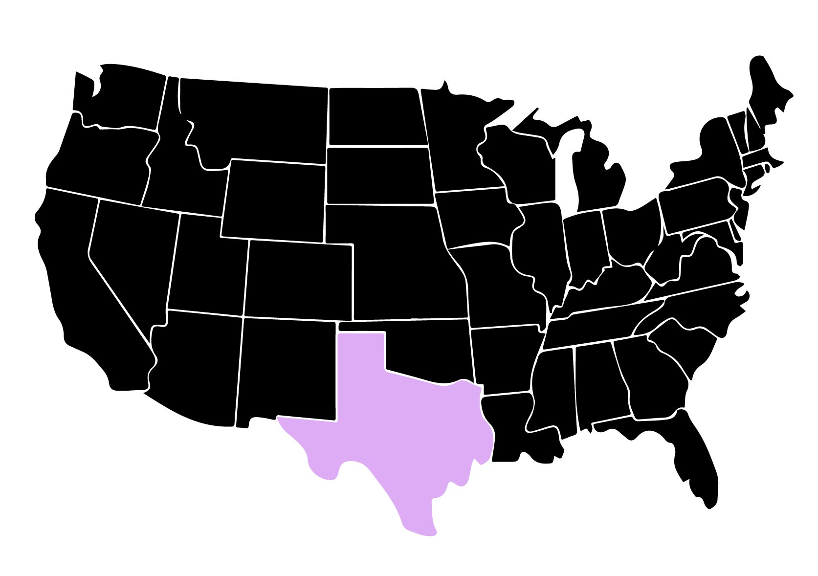 Map Showing Location of Kepler Window Tinters in Addison, Texas with Purple Highlight on the State