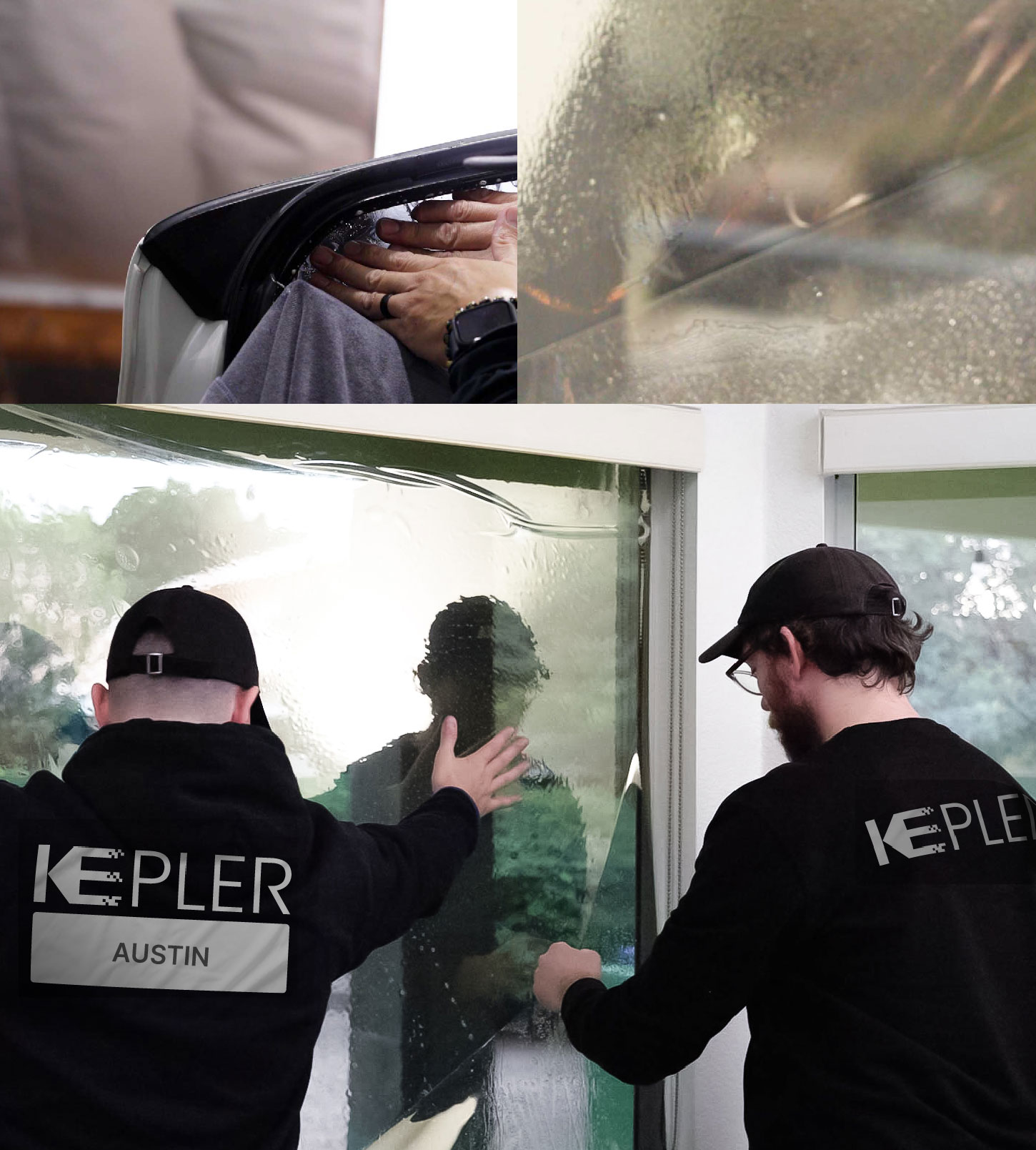 Kepler Technician Fitting Ceramic Window Tint to Home in Austin
