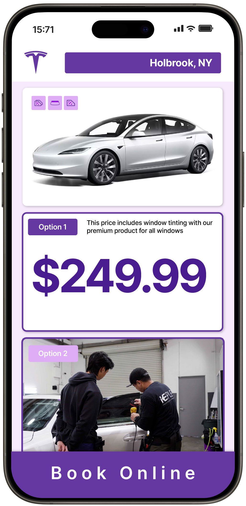 View Reasonable Tesla Window Tinting Rates in Holbrook, New York