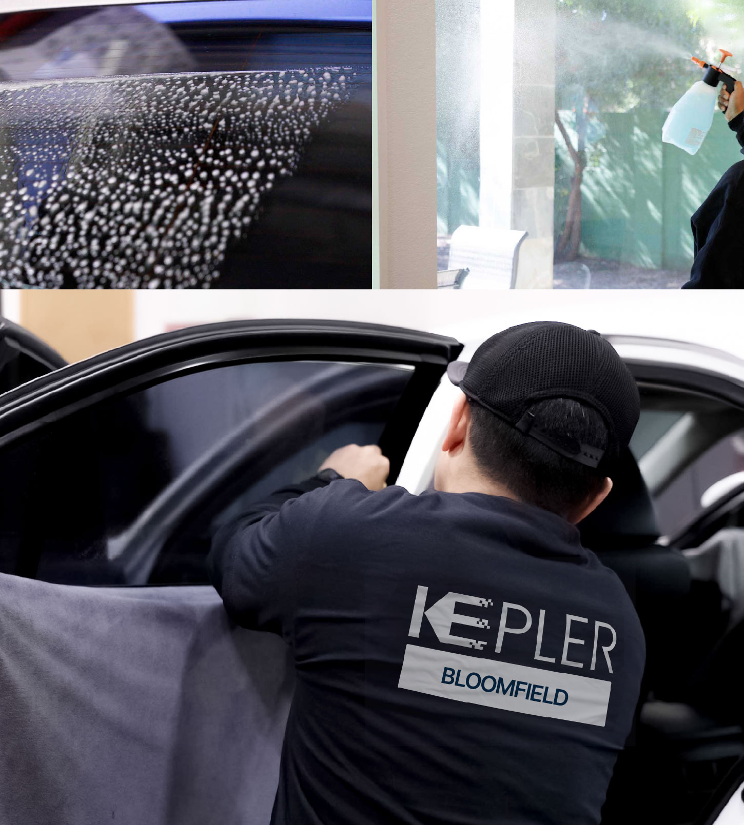 Automotive Window Tinting Expert Applying Film in Bloomfield, New Jersey