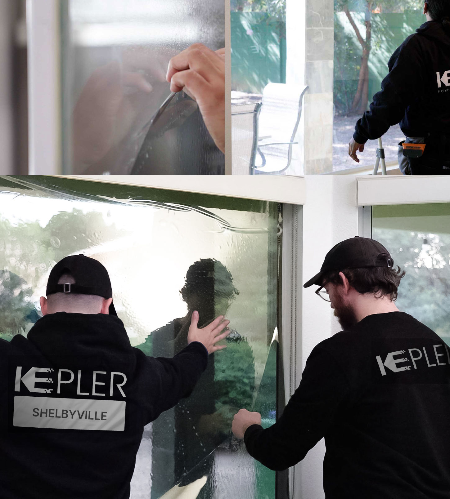 Kepler Technician Fitting High-tech Window Tint to Home in Shelbyville