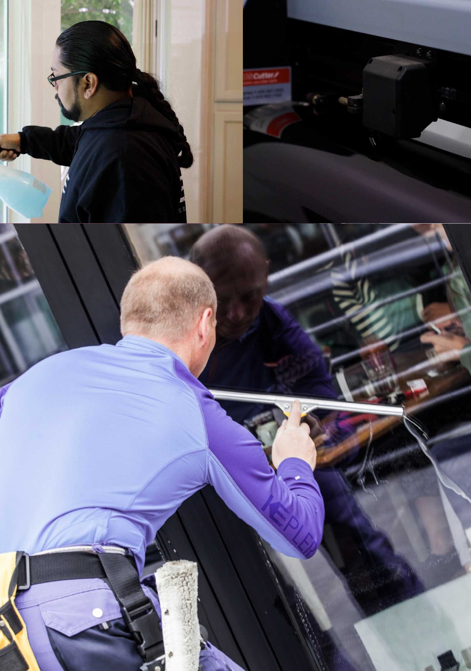 Kepler Professional Applying Anti-Graffiti Window Film to a Newton Shop Front