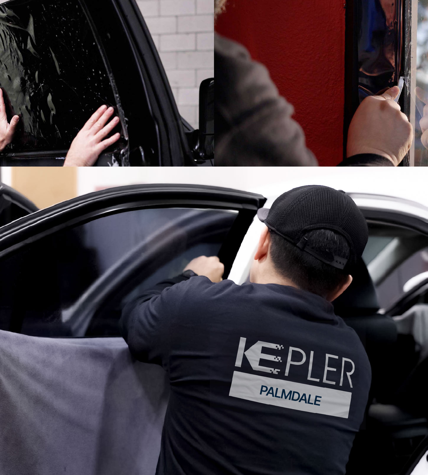 Automotive Window Tinting Expert Applying Film in Palmdale, California