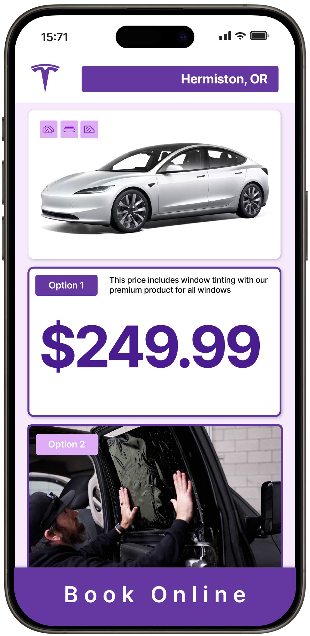View Affordable Tesla Window Tinting Costs in Hermiston, Oregon