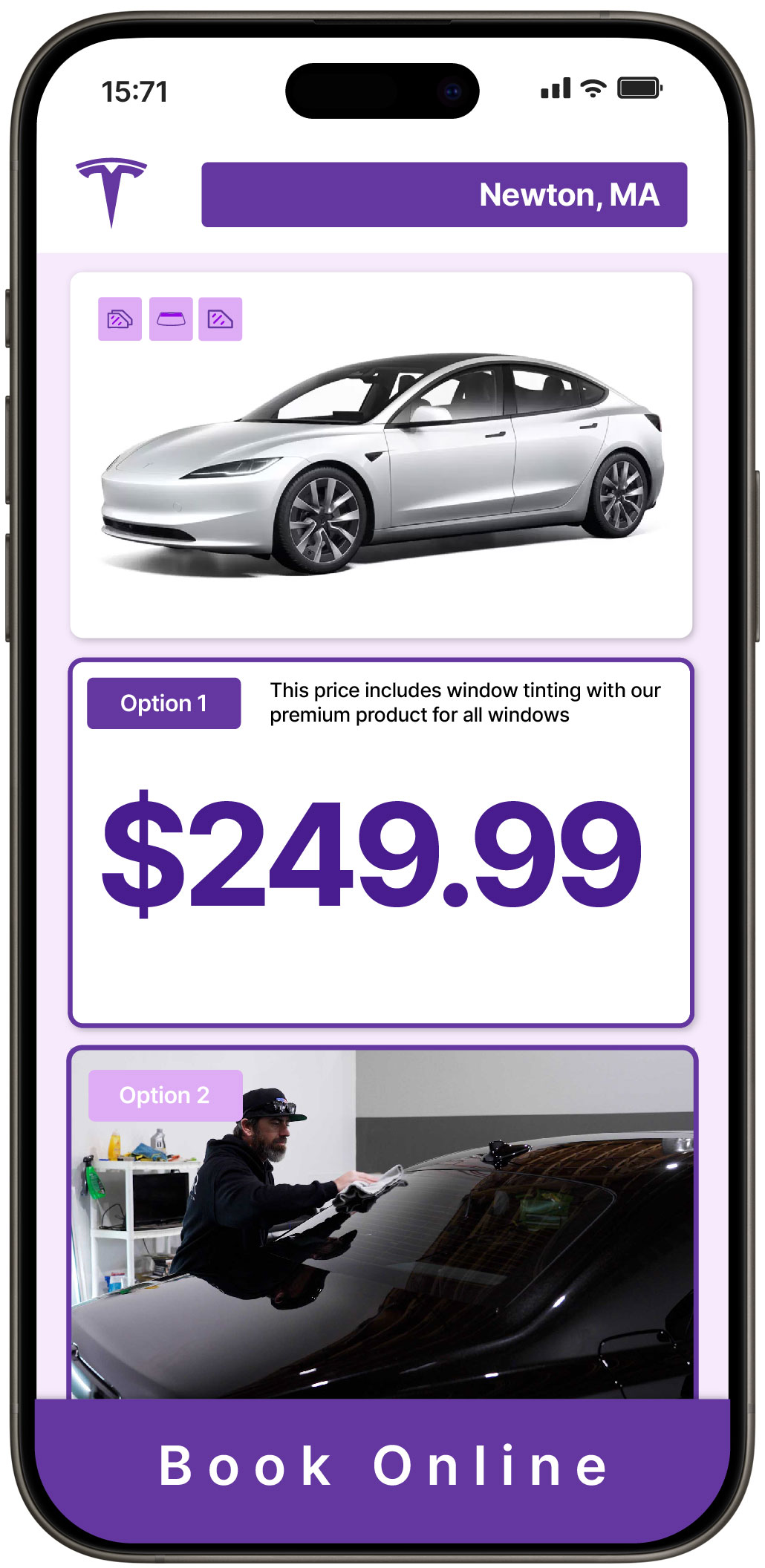 View Affordable Tesla Window Tinting Prices in Newton, Massachusetts