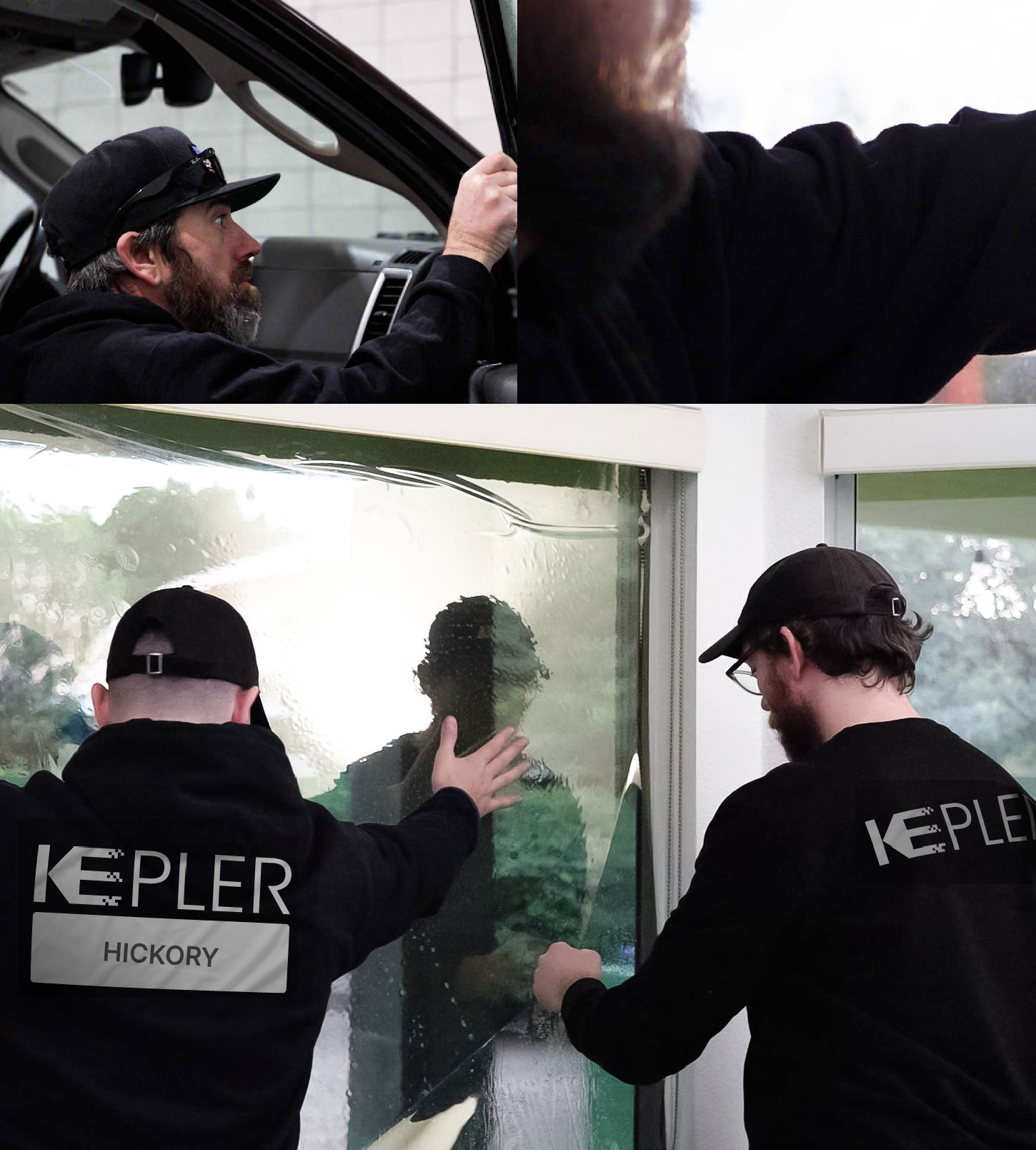 Kepler Technician Applying High-tech Window Tint to Home in Hickory
