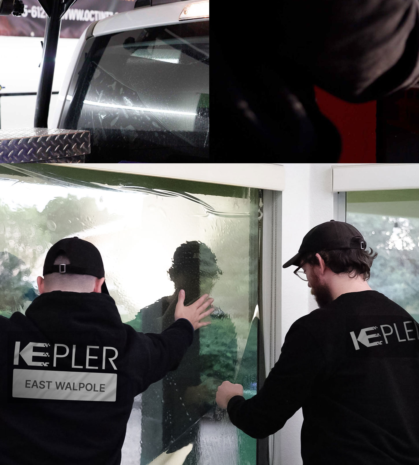 Expert Technician Applying Advanced Window Tint to Home in East Walpole