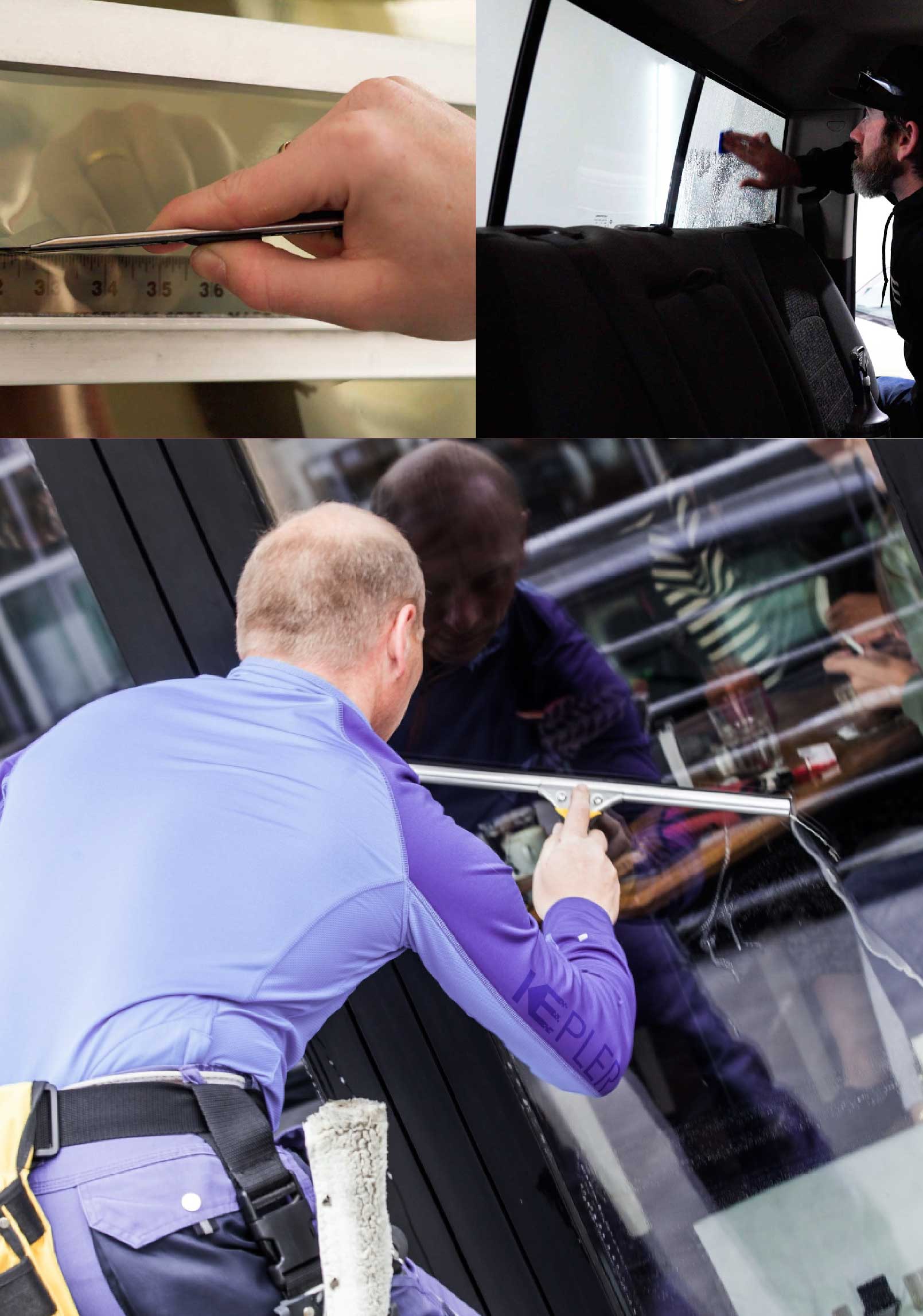 Kepler Skilled Applying Anti-Graffiti Window Film to a Gautier Shop Front