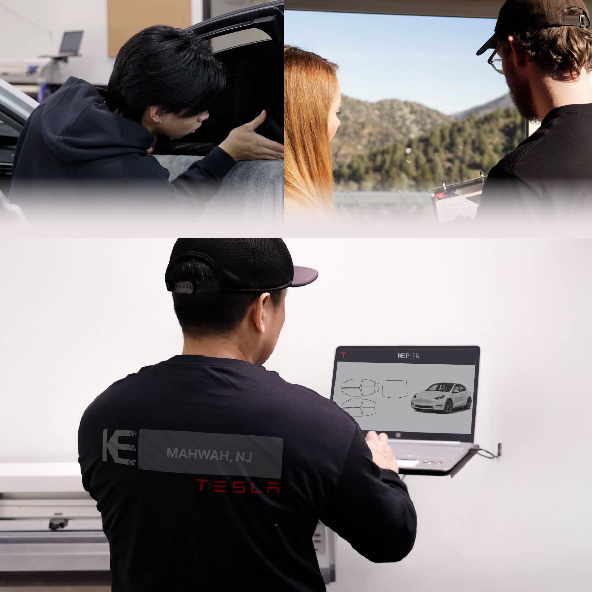 Kepler Technician Fitting High-tech Window Tint to Tesla in Mahwah