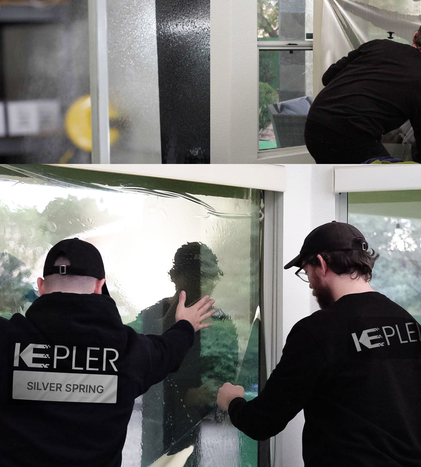 Kepler Technician Applying Ceramic Window Tint to Home in Silver Spring