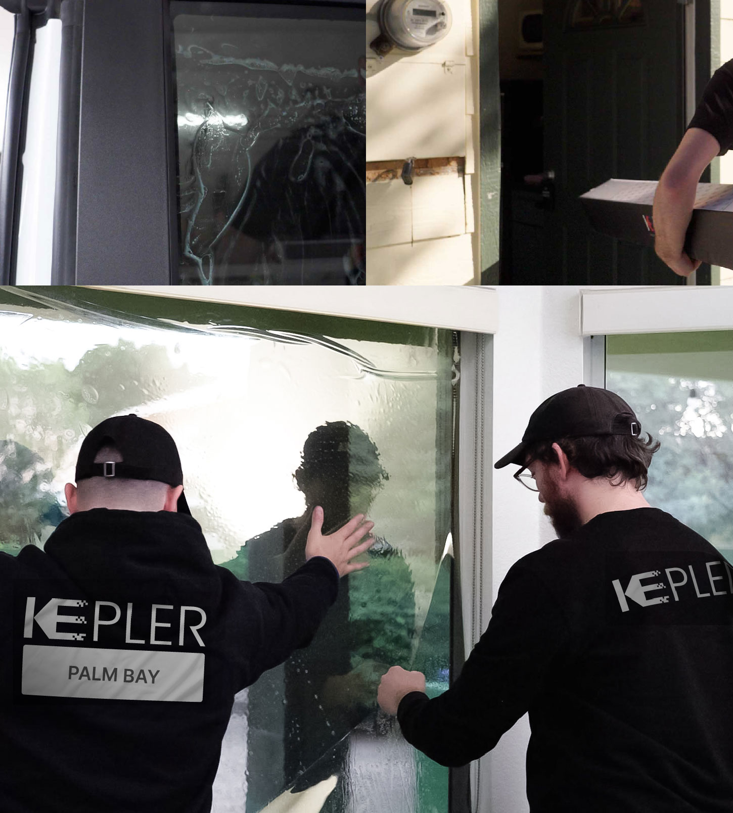 Expert Technician Fitting High-tech Window Tint to Home in Palm Bay