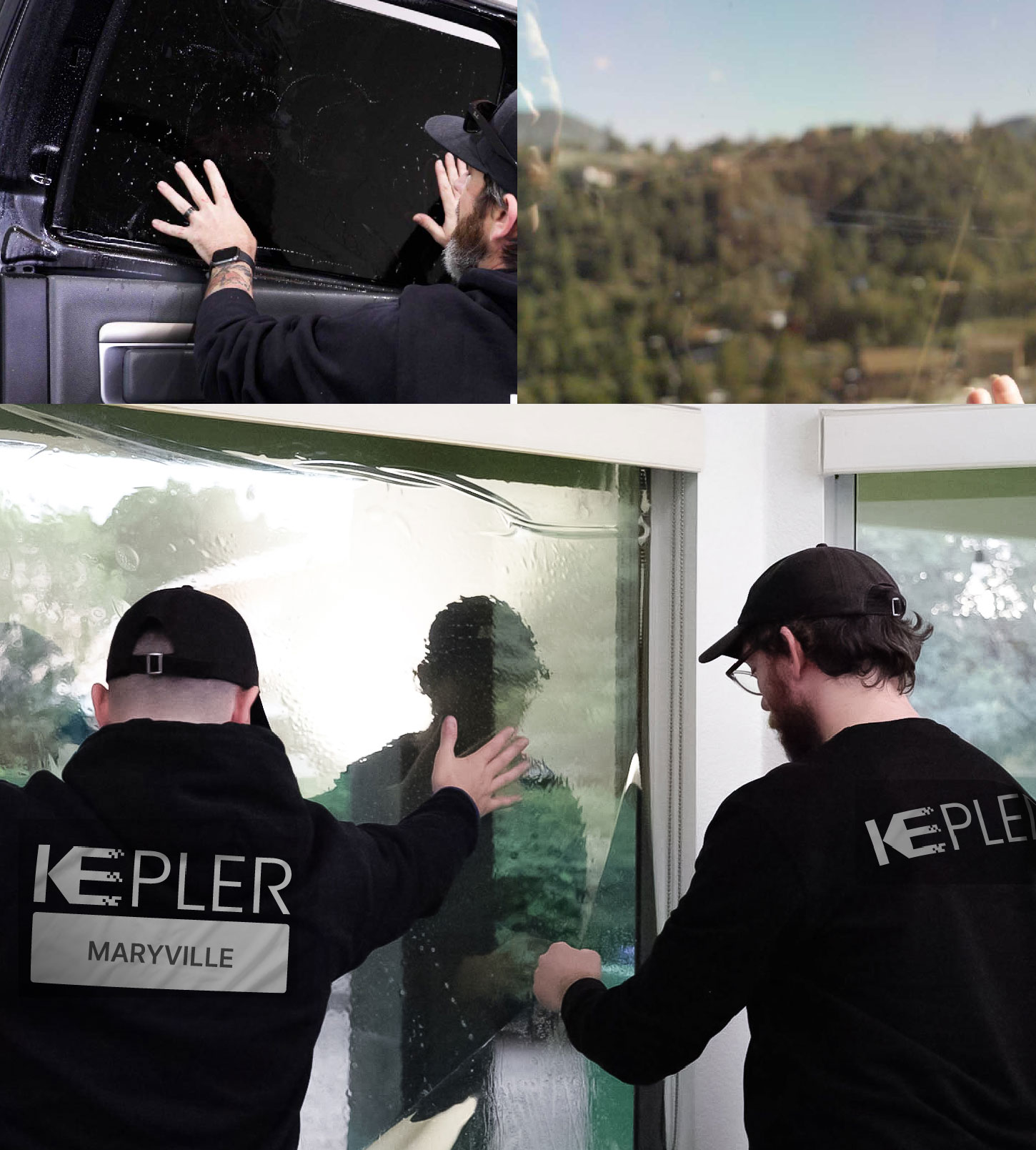 Expert Technician Applying Ceramic Window Tint to Home in Maryville