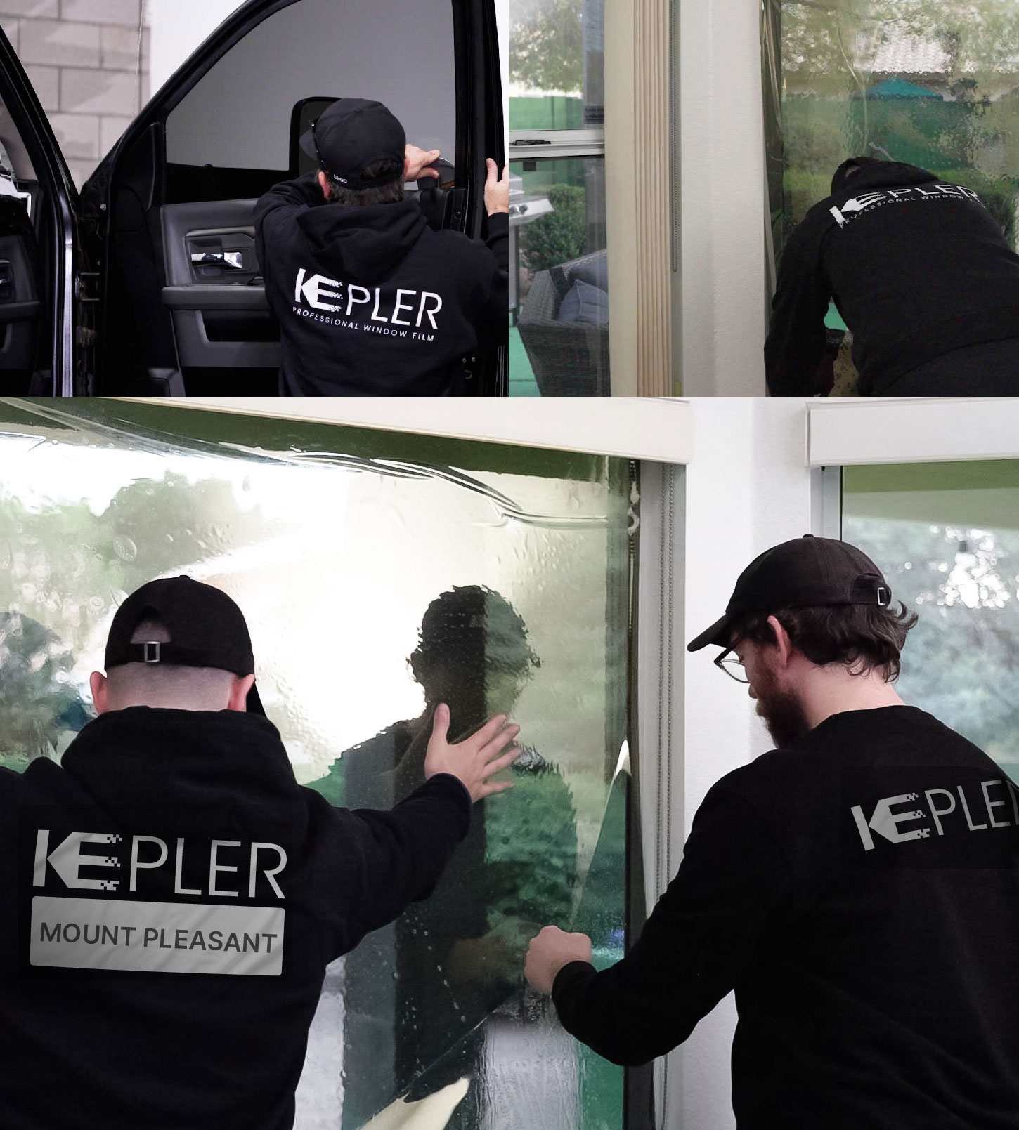Expert Technician Applying High-tech Window Tint to Home in Mount Pleasant