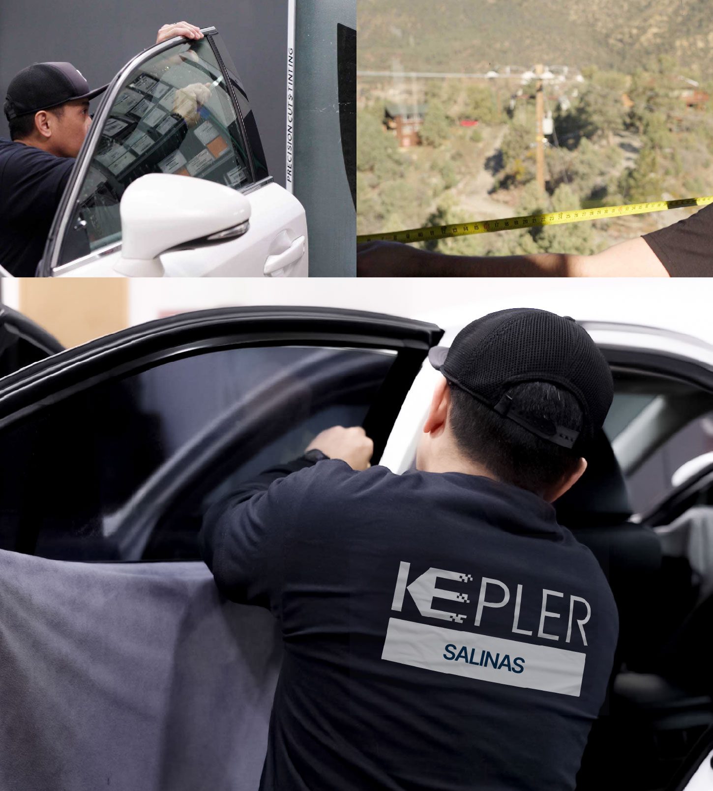 Automotive Window Tinting Expert Applying Film in Salinas, California