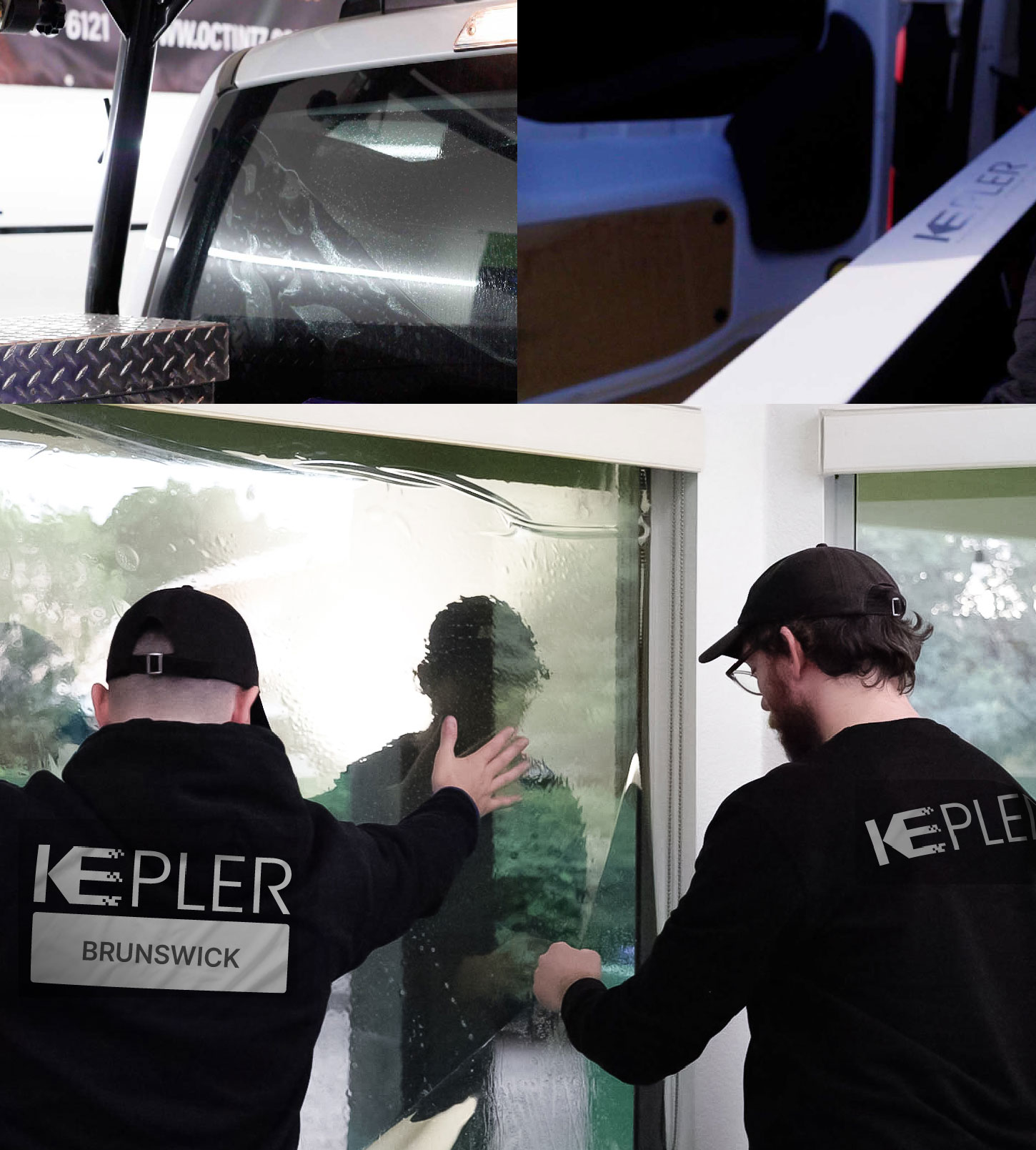Kepler Technician Installing Ceramic Window Tint to Home in Brunswick