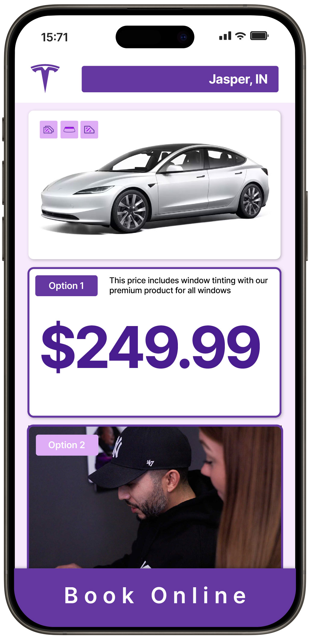 View Competitive Tesla Window Tinting Rates in Jasper, Indiana