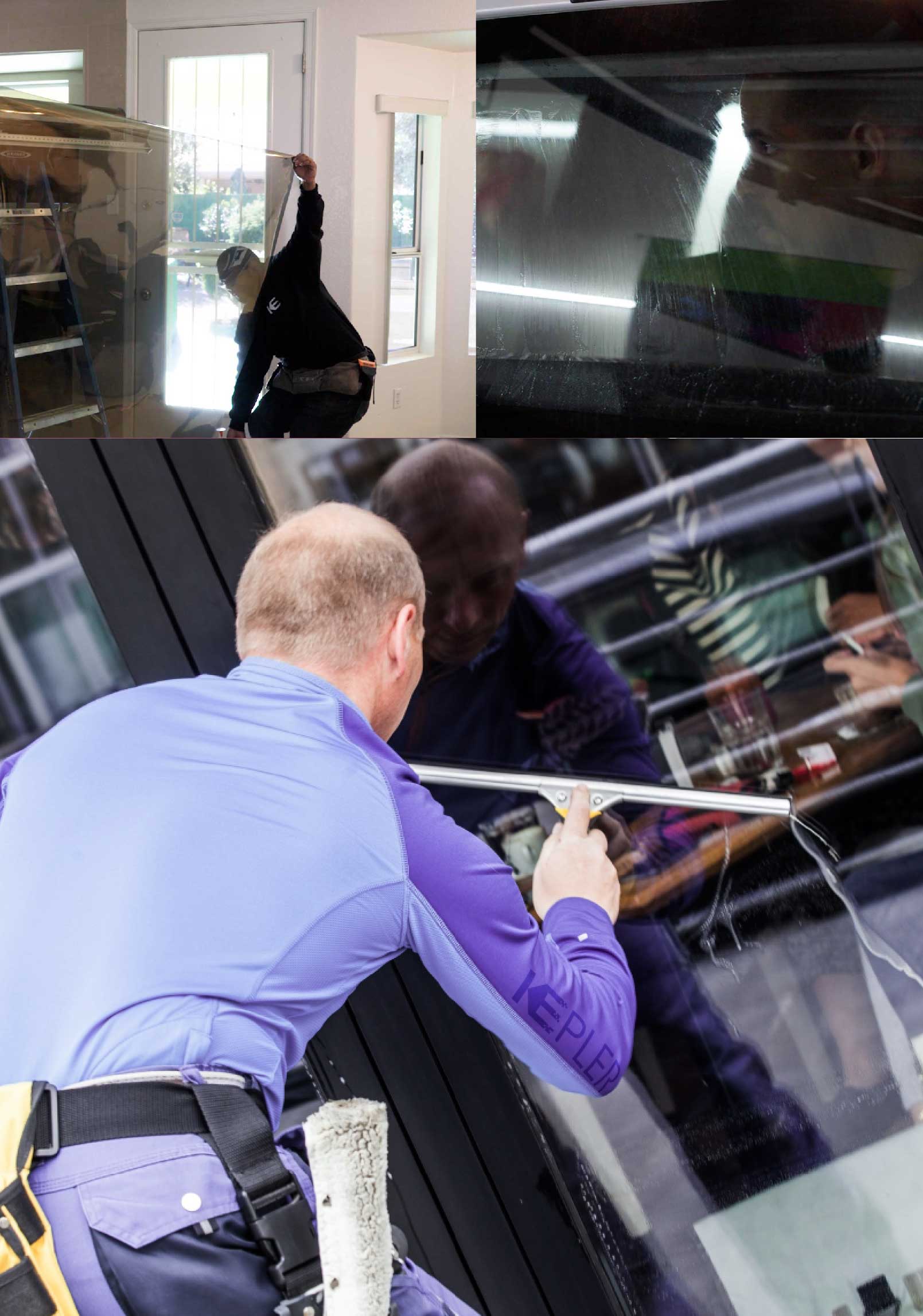 Kepler Skilled Applying Anti-Graffiti Window Film to a Gary Shop Front