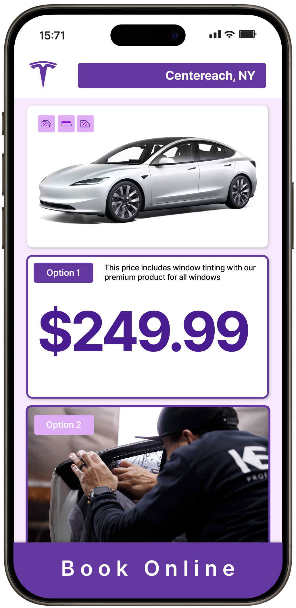 View Reasonable Tesla Window Tinting Prices in Centereach, New York